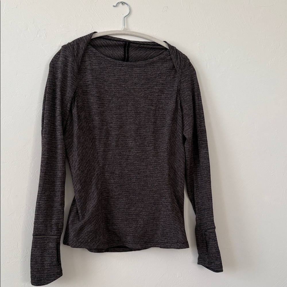 Lululemon T6 Kanto Catch Me Long Sleeve Shirt Coco Pique Gray Women's Size 6 65